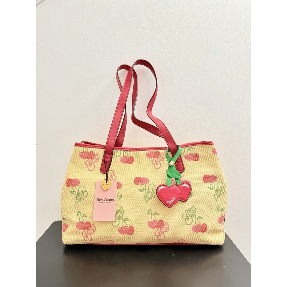 Juicy Couture Juicy Paradise Tote Bag Natural Multi Cherry NWT